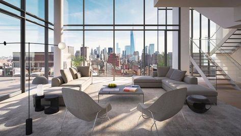 $40.5M Soho Penthouse Is This Week's Most Expensive New Listing | realtor.com® Avengers Tower, Manhattan Penthouse, Nyc Penthouse, Penthouse Design, New York Penthouse, House Essentials, Cora Reilly, Renzo Piano, Luxurious Bedroom