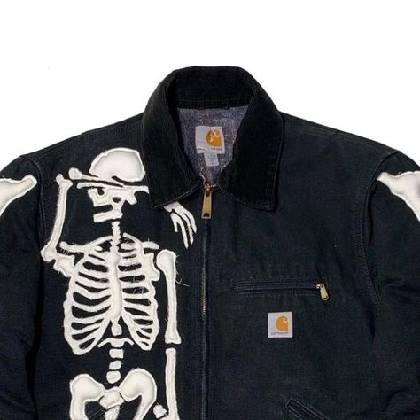 Custom WearHouse on Instagram: "Skeleton Carhartt jacket 💀☠️ by @before.my.legs.explode What do you think of this design? . . . . . . #carhartt #carharttsecond #carharttwip #skeletonart #reworked #customjacket #jacket #wearableart #punkfashion #punkstyle" Custom Carhartt Jacket, Reworked Carhartt, Skeleton Art, Carhartt Jacket, Custom Jacket, August 25, Vintage Carhartt, Clothing Ideas, Jacket Buttons