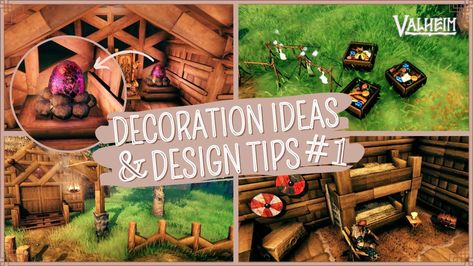 Decoration Valheim Builds Ideas, Valheim Decoration Ideas, Valheim Decoration, Valheim Building Ideas, Valheim House Ideas, Valheim Builds, Viking House, Base Ideas, Design Tips