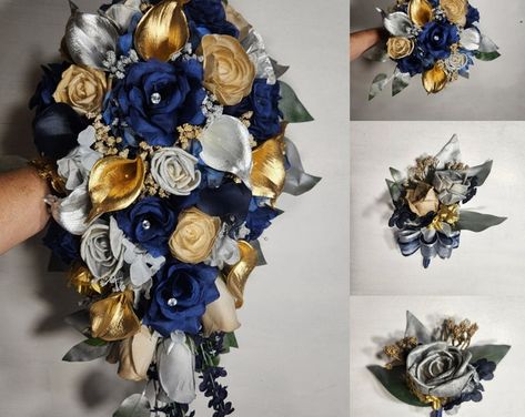 Powder Blue , Dusty Blues, Vintage Blues, Gold, Lvory ,foliage Wedding Bouquet - Etsy UK 8 Bridesmaids, Shoulder Corsage, Gold Headpiece Wedding, Bouquet Accessories, Toss Bouquet, Calla Lily Bridal, Bridal Wedding Bouquet, Cascading Bouquet, Bouquet Holder