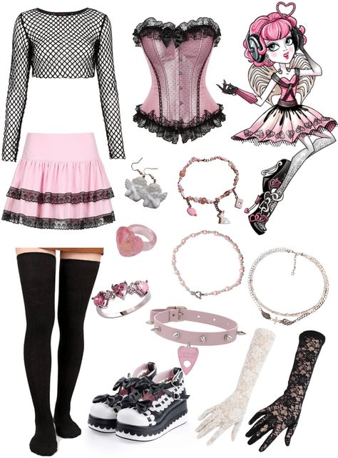 Monster High Inspired Outfits Cupid, Ca Cupid Outfit, Cupid Ever After High Costume, C A Cupid Cosplay, Primadonna Aesthetic Outfits, Monster High Cupid Costume, Spectra Inspired Outfits, Cupid Monster High Outfits, Catty Noir Inspired Outfit