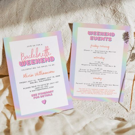 DINA Holographic Space Cowgirl Bachelorette for $2.95 - Bachelorette Invitations Holographic Bachelorette, Space Cowgirl Bachelorette, Bachelorette Card, Itinerary Invitation, Cowgirl Bachelorette Parties, Skyline Wedding, Bachelorette Invitation, Bachelorette Itinerary, Cowgirl Bachelorette