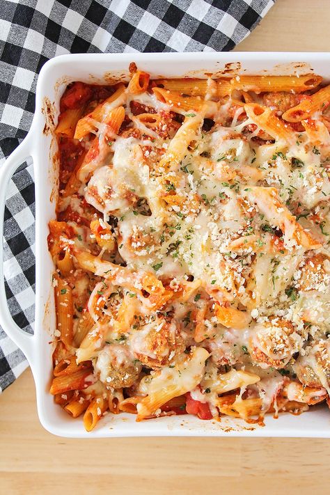 The Baker Upstairs: Baked Meatball Penne Hamburger Ideas, Pasta Meatballs, Casseroles Recipes, Baked Penne Pasta, Penne Recipes, Beef Pasta Recipes, Meatball Dinner, Turkey Meatball, Meatball Casserole