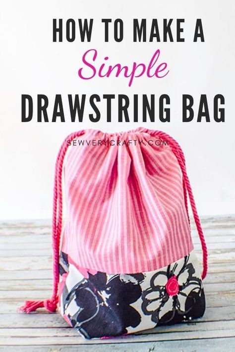 How to Make a Drawstring Pouch - Simple Drawstring Bag, Drawstring Bag Tutorials, Drawstring Bag Pattern, Diy Sy, Pouch Sewing, Basic Sewing, Beginner Sewing, Costura Diy, Sew Ins