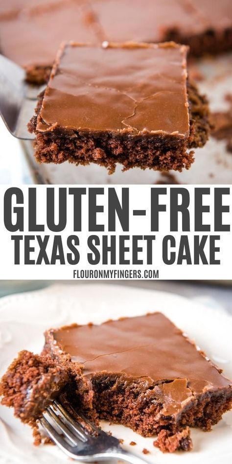 Chocolate Texas Sheet Cake, Texas Chocolate Sheet Cake, Chocolate Sheet Cake Recipe, Glutenfri Baking, Gluten Free Cake Recipe, Texas Sheet, Gluten Free Chocolate Cake, Easy Gluten Free Desserts, Texas Sheet Cake