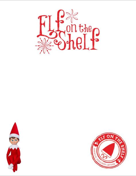 Blank elf letter with elf picture Elf On The Shelf Blank Notes, Elf On The Shelf Letterhead, Goodbye Template, Touch Template, Elf On Shelf Letter, Letter Stationary, Elf Goodbye, Elf Goodbye Letter, Elf Printables