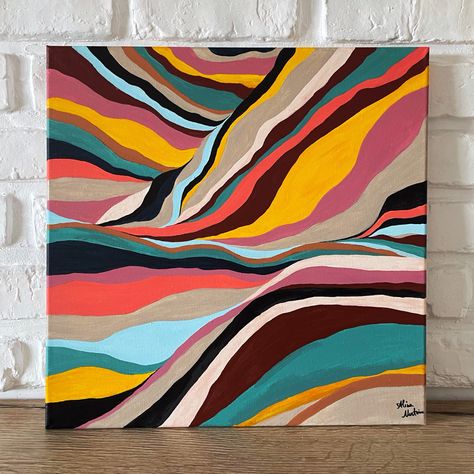 Colourful Paintings Abstract, Cool Things To Paint On Canvas, Paint A Canvas, Geometric Abstract Painting, Love Canvas Painting, Painting On Canvas For Beginners, Abstract Art Design, Painting Ideas For Beginners, Small Canvas Paintings