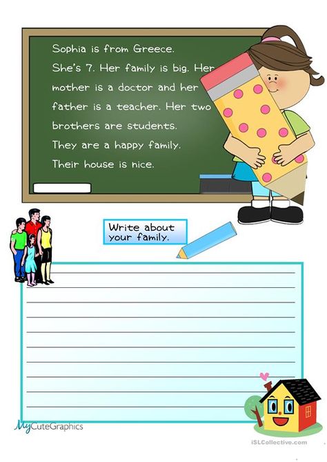 Creative Writing:My Family Composition Beginner #4 worksheet - Free ESL printable worksheets made by teachers Was Were Grammar, Family Flashcards, About My Family, Preschool Language, Business Continuity Planning, Visual Aid, Paragraph Writing, Business Continuity, Activities Games