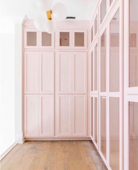 Pink Cabinets, Pink Closet, Dreamy Nursery, Style Me Pretty Living, Closet Built Ins, Kids Closet, Nursery Closet, Build A Closet, Kid Closet