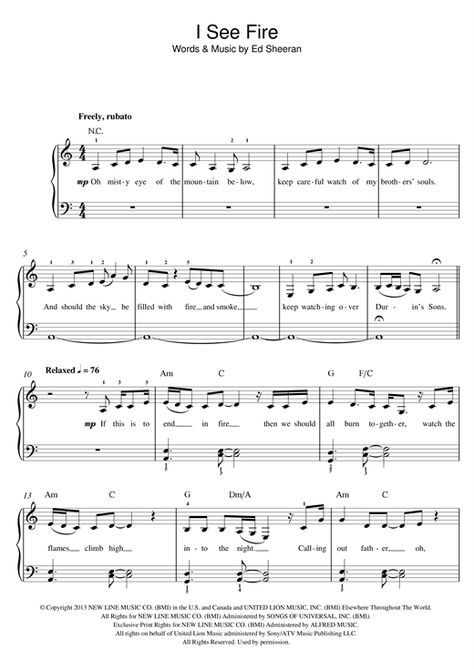 I See Fire (from The Hobbit) Sheet Music Music Basics, I See Fire, Beginner Piano, Tattoo Music, Music Girl, Violin Sheet, Violin Sheet Music, Flute Music, Play Piano