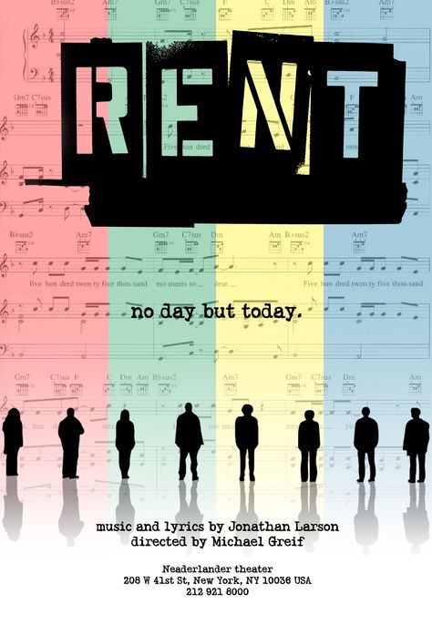 RENT - no day but today No Day But Today Rent, Rent Musical Aesthetic, Rent Aesthetic, Rent Musical Poster, Rent Poster, Musical Theatre Songs, Rent Musical, Jonathan Larson, I Am A Singer