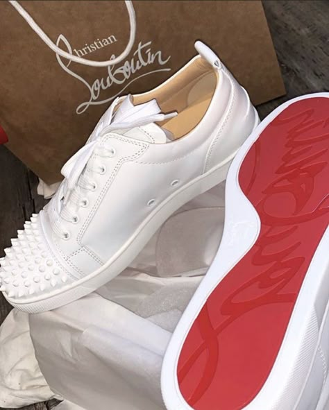 Red Bottoms Shoes Women, Louboutin Sneakers Women Outfit, White Red Bottoms, Louboutin Sneakers Women, Christian Louboutin Shoes Mens, Red Bottoms Sneakers, White Louboutin, Cowgirl Boots Outfit, Christian Louboutin Sneakers