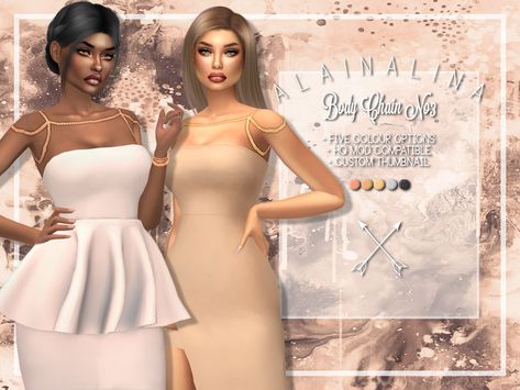 Sims 4 Body Chain, Sims 4 Cc Accessories, Cc Accessories, Triple Threat, Sims 4 Cc, Sims 4 Custom Content, Sims 4, Graduation Dress, New Fashion