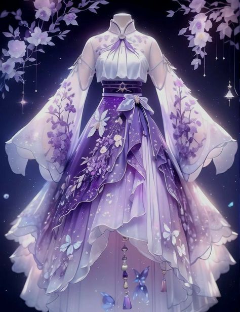 Chinese Fancy Dress, Dress Design Drawing, Old Fashion Dresses, Fantasy Dresses, Fashion Drawing Dresses, Anime Inspired Outfits, Dress Design Sketches, Fashion Illustration Dresses, Anime Dress