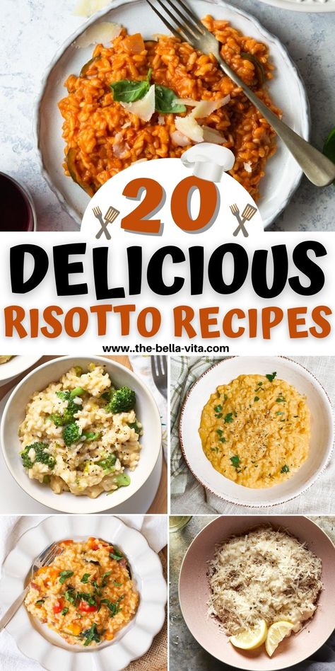 Meat Risotto Recipes, Dinner Party Risotto, Risotto Side Dish Recipes, The Best Risotto Recipe, Main Dish Risotto Recipes, Rizzoto Recipes Dinners, Different Risotto Recipes, Savory Risotto Recipes, Best Rissoto