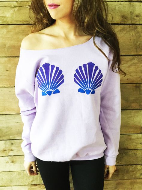 Lavender Mermaid Top Pastel Little Mermaid by TheBohipstian Mermaid Sweatshirt, Lounge Wear Summer, Diy Mermaid, Mermaid Top, Hipster Sweater, Mermaid Shirt, Mermaid Outfit, Summer Music, Mermaid Costume