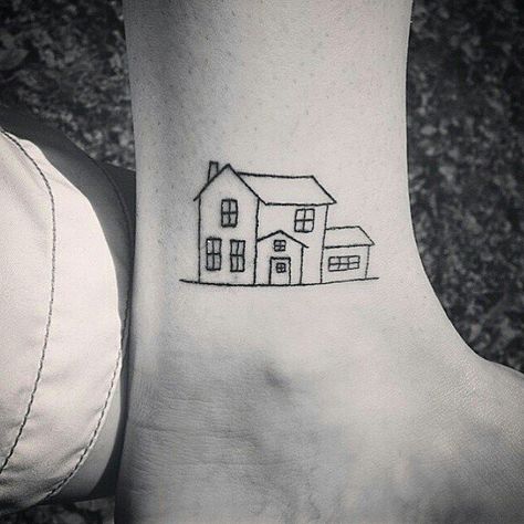 A Simple Structure House Tattoo Simple, House Tattoo, Tattoo Simple, Matching Couple Tattoos, Japanese Sleeve Tattoos, B Tattoo, Name Tattoo Designs, Celtic Tattoos, Home Tattoo