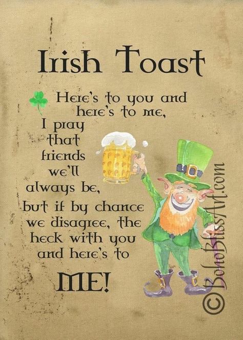 Irish Toast, Irish Blessing Quotes, Home Bar Wall, Irish Toasts, Irish Prayer, St Patricks Day Quotes, St Patricks Day Cards, Bar Wall Art, Irish Proverbs