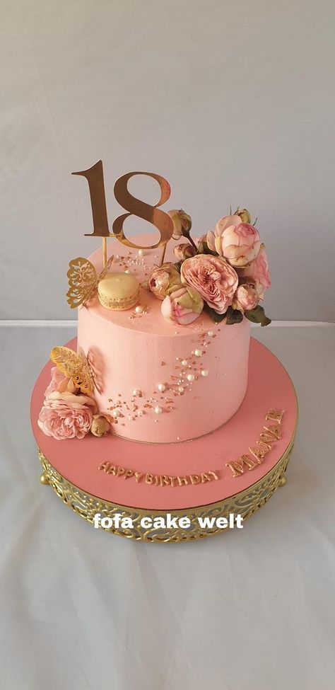 Birthday cake Cake For Debut Birthday, 18th Girls Birthday Cake, Cake Design For 18th Birthday, Birthday Cake For Women 18th, Big Cake Design, Birthday Cake For Women Unique 30th, Rose Gold Cake Birthday One Layer, Birthday Cakes 18th Girl, Debut Cake 18th Simple