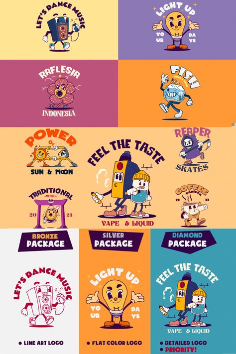 Retro Mascot Character Design, Logo With Mascot, Retro Character Design Illustration, Vintage Mascot Illustration, Cartoon Logo Ideas, Character Logo Design Illustration, Mascot Graphic Design, Retro Character Poster, Cartoon Mascot Logo