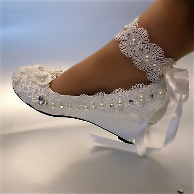 Comfortable Bridal Shoes, Wedding Wedges, Wedding Shoes Pumps, Ivory Heels, Wedge Wedding Shoes, Bridal Pumps, Perfect Wedding Shoes, Pearl Anklet, Wedding Shoes Bride