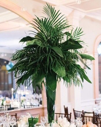 Tall Palm Centerpiece, Tropical Leaves Arrangement, Palm Leaf Centerpiece, Bamboo Centerpieces, Masquerade Gala, Palm Decor, Leaf Table Decor, Branch Centerpieces Wedding, Artificial Flower Centerpieces