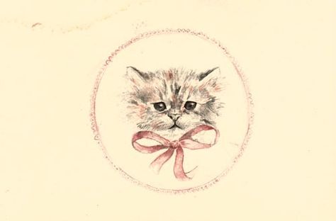 pink bow cat kitten cute adorable vintage girl girly pretty http://www.pinkbowcity.com Vintage Kitten Drawing, Cat Tattoo Vintage, Cat With Bow Tattoo, Vintage Cat Tattoo, Vintage Cat Drawing, Kitten Tattoo, Bow Drawing, Sharpie Drawings, Kittens Vintage