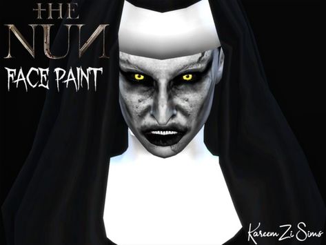 KareemZiSims' THE NUN - Valak Costume Makeup Sims 4 Nun Cc, Valak Costume, Face Paint Halloween, Halloween Tumblr, Holloween Costumes, Nun Outfit, Paint Halloween, Nun Costume, Creepy Eyes