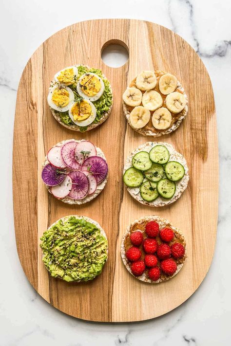 Rice Cake Meals, Rice Cakes Toppings, Rice Cakes Healthy, Rice Cake Snacks, Cake Receipe, Cheese Rice, Avocado Banana, Cake Photography, Peanut Butter Banana