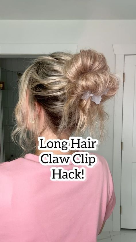 Lainey Ostrom | Quick messy bun! More step-by-step messy buns on my YouTube channel, Laineymariebeauty💗💗 - - #messybuntutorial #topknots #topknotbun… | Instagram Quick Updos For Long Hair, Easy Updos For Long Hair, Long Hair Clip, Double Buns, Low Bun Hairstyles, Bun Updo, Hair Upstyles, Easy Hair Updos, Messy Buns