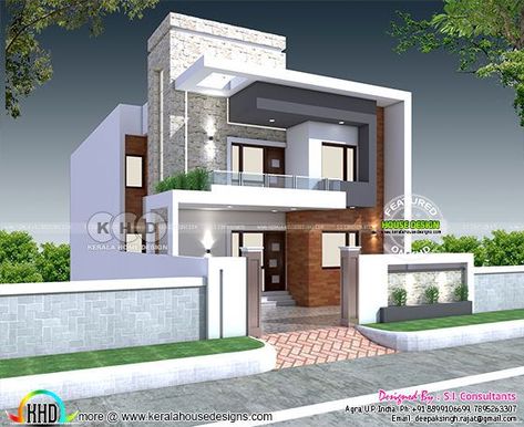 32x60 modern North Indian home plan 30 50 House Front Elevation, Modern Indian House, Front Building Design, House Front Elevation, Steel Building Homes, Kerala Home, Boundary Wall, Indian House, Indian House Plans