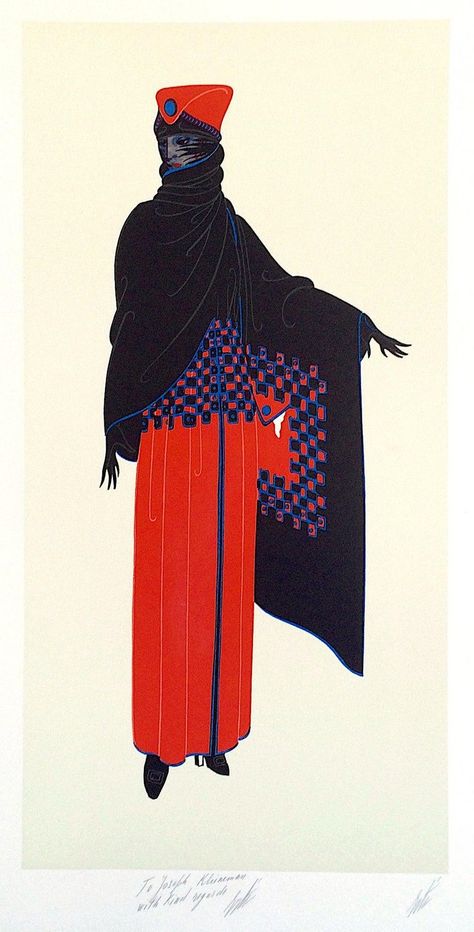 Erte Illustration, 1975 Art, Erte Art Deco, Erte Art, Romain De Tirtoff, Art Deco Illustrations, Fashion Illustration Collage, 1920's Fashion, Zsa Zsa