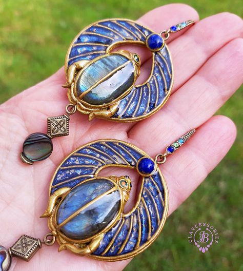 My One Of A Kind Earrings From Polymer Clay Egyptian Amulet, Clay Chain, Egyptian Jewellery, Egyptian Inspired Jewelry, Bug Earrings, Egyptian Earrings, Egyptian Revival Jewelry, Symbol Earrings, Egypt Jewelry