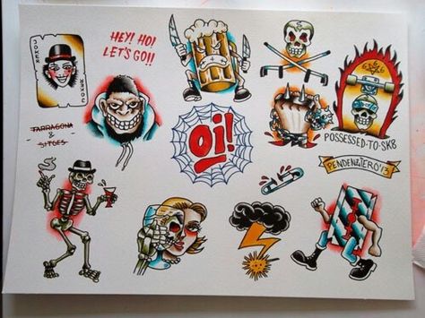 Tattoo Misfits Tattoo Flash, Skinhead Tattoos, Misfits Tattoo, Sailor Jerry Tattoo Flash, Traditional Tattoo Flash Art, Traditional Tattoo Old School, Punk Tattoo, Home Images, Rock Tattoo