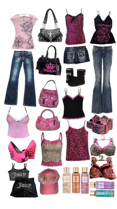 Juicy Couture Y2k Outfit, Juicy Couture Aesthetic Outfits, Victoria's Secret 2000s, 2000s Fashion Outfits Trashy, Y2k Mcbling Fits, Victoria Secret Y2k, Mcbling Shein Finds, Dark Mcbling Outfits, True Y2k Fashion