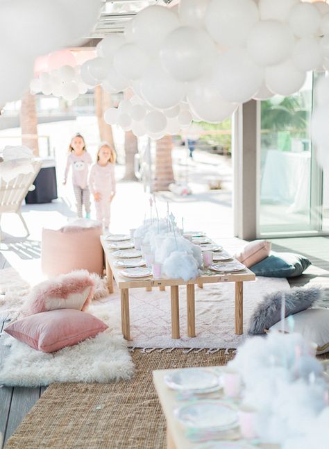 Dream Themed Sleepover Birthday Party - Inspired By This Cloud 9 Birthday Party Backdrop, 7 Heaven Birthday Party, Dream Themed Birthday Party, Sky Party Theme, 9th Birthday Theme, Cloud 9 Birthday Party Ideas, Dream Party Theme, Dream Birthday Party, 13th Birthday Party Ideas For Girls