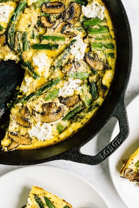 Asparagus Mushroom Frittata, Omelette Recipes, Asparagus Mushroom, Almond Ricotta, Mushroom Frittata, Asparagus Frittata, Recipe Mushroom, Recipes Brunch, Spring Veggies