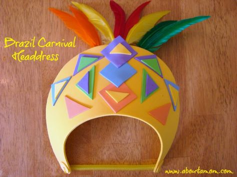 Brazil Carnival Headdress: Summer Crafts for Kids. so doing this this weekend when our Little Passports kit arrives and we learn about Brazil! Carnival Headdress, Around The World Theme, America Theme, Brazil Art, Brazil Carnival, Children Crafts, World Thinking Day, Afrique Art, Summer Crafts For Kids