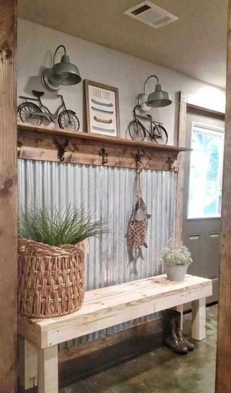 Traditional Farmhouse Decor, Mudroom Decor, Pallet Furniture Living Room, Modern Farmhouse Living Room, Trendy Living Rooms, Rustic Farmhouse Style, Modern Farmhouse Kitchens, Rustic Living Room, Country House Decor