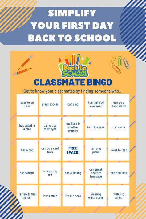 Classmate Bingo is a unique and interactive way to get to know your classmates and students. Break the ice on day one and enjoy learning about each other. Classmate Bingo, Get To Know Your Classmates, Classroom Bingo, Back To School Bingo, Classroom Icebreakers, Yuba City California, Gel Ideas, Ice Games, Yw Activities