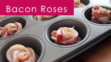 How to Bake the Perfect Bacon Roses with Recipe + Video Tutorial by Studio Knit Bacon Rose, Bacon Roses, Perfect Bacon, Brown Sugar Bacon, How To Make Bacon, Studio Knit, Baked Bacon, Candied Bacon, Quick Appetizers