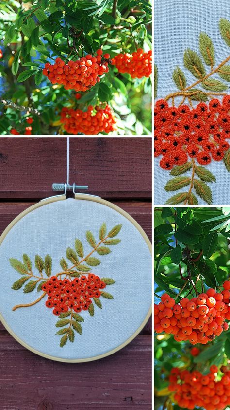 Berries Embroidery, Zipper Art, Embroidered Hoop, Zipper Jewelry, Botanical Wall Decor, Field Notes, Hoop Art, Red Berries, Nature Lovers