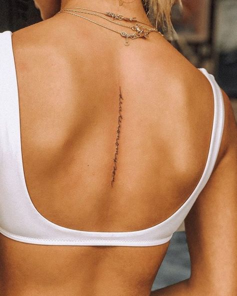 42 Tattoo, Writing Tattoos, Petite Tattoos, Spine Tattoos For Women, Cute Tattoos For Women, Back Tattoo Women, Discreet Tattoos, Dainty Tattoos, Subtle Tattoos