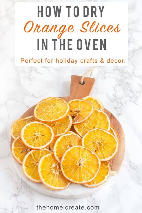 Step by step instructions on how to easily dry orange slices in the oven for Christmas crafts, potpourri, dessert garnish and more. #thehomeicreate #driedorangeslices  #christmascrafts #holidaydecor #holidayncrafts #christmasdecor #orange Dry Orange Slices, Classic Holiday Decor, Potpourri Recipes, Presente Diy, Orange Christmas, Dried Orange Slices, Dried Oranges, Simple Christmas Decor, Orange Slices