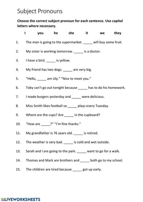 Worksheet Of Pronoun Class 5, Worksheet On Pronoun For Class 3, Subjective Pronouns Worksheet, Subject Pronoun Worksheet, Noun And Pronoun Worksheets, Subject Pronouns Worksheet Grade 1, Pronouns Worksheet For Grade 3, Pronoun Worksheets For Grade 1, Pronouns Worksheet For Class 2