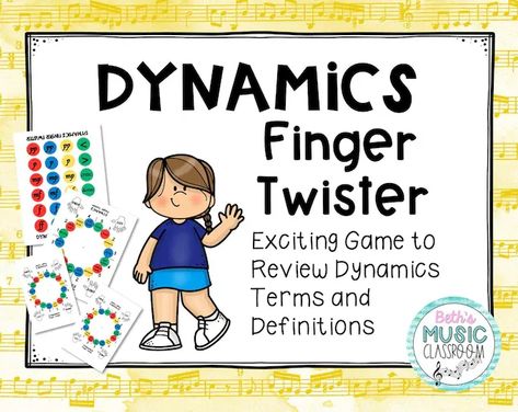 This dynamics game is sure to be a big hit in your elementary music room or private studio. Dynamics Finger Twister is a digital download for you to print, laminate, and use with your students. It's great for music centers or stations, and it requires very little prep time. Dynamics Music Game - Dynamics Finger Twister for Elementary Music Classroom, music theory activities, music centers Dynamics In Music, Finger Twister, Dynamics Music, Teaching Music Theory, Music Theory Games, Elementary Music Room, Elementary Music Classroom, Review Games, Music Centers