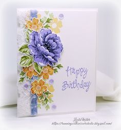 Stippled Flowers: SU!, flower sketch, by Running with Scissors Lavender And Lace, Altenew Cards, Cards Flowers, Lotus Blossom, All Occasion Cards, Making Greeting Cards, Beautiful Handmade Cards, Stamping Up Cards, Handmade Birthday Cards