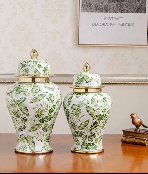 Abstract Decorative Painting, Chinoiserie Ginger Jars, Coastal Hamptons, Chinoiserie Design, White Ginger Jars, Ginger Jar, Ancient China, Ginger Jars, Green Fashion