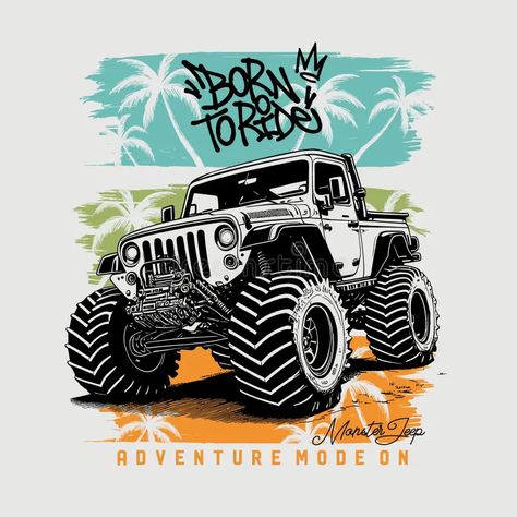 Monster Off Road jeep big power, vector design illustration stock photos Off Road Jeep, Cool Cartoon Drawings, Truk Besar, Portfolio Photo, Offroad Jeep, Cartoon Monsters, Boys Graphic Tee, Graphic Tee Design, Bear Pattern