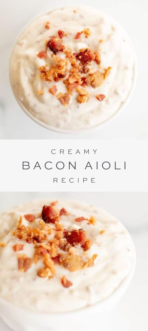 Bacon Aioli Recipe, Easy Mayo Recipe, Bacon Aioli, Aoili Recipe, Bacon Jam Recipe, Gourmet Grilled Cheese, Aioli Recipe, Julie Blanner, Burger Toppings